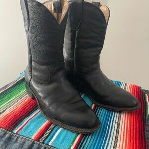 DUQUE DI GALLIANO Men's Black Classic Western Boots Size 26 1/2  Walking heel